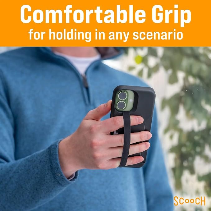 Scooch Bandmate, Elastic Flexible Phone Strap, Universal Slim Hand Finger Grip, Non-Slip Cell Phone Holder, Fits All Phone Cases, 3 Pack