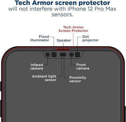 Tech Armor Ballistic Glass Screen Protector Designed for Apple iPhone 12 Pro Max 6.7 Inch 3 Pack Tempered Glass 2020