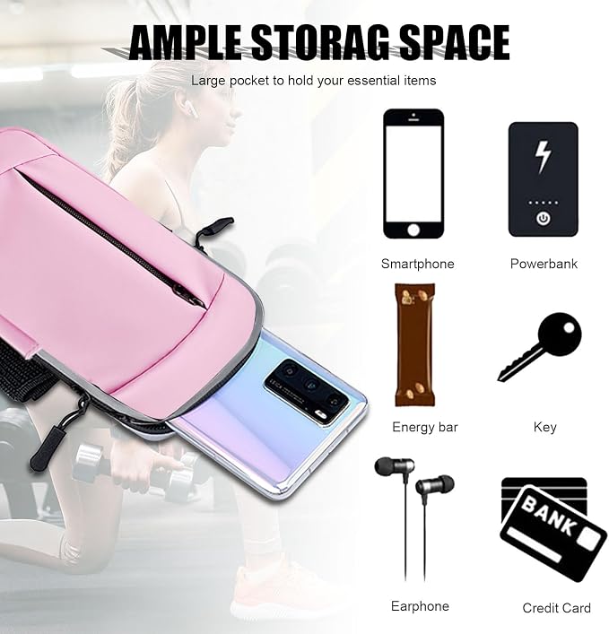 Phone Holder for Running Armband Cell Phone Holder for iPhone Armband 11 12 13 14 15 16e 16 17 Pro Max Xs Xr X 8 Plus Galaxy Ultra S26 Pouch,Exercise Sports Arm Band Sleeve Bag Fit Women Kids