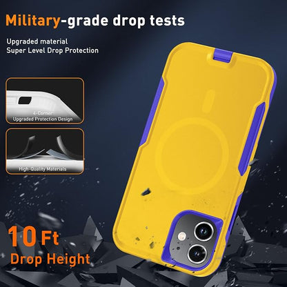 Xmon for iPhone 11 Magnetic Case [Compatible with MagSafe] Tempered Glass Screen Protector with Camera Lens Protector Phone Case Cover for Apple iPhone 11 (Magnetic Yellow)