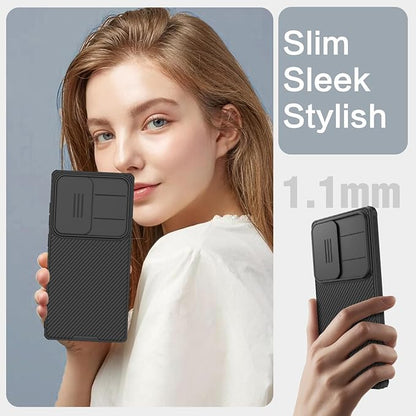 Nillkin for Samsung Galaxy S25 Ultra Case with Camera Cover, [Lens Protection] Mil-Grade Shockproof Protective Bumper Hard Cover Slim Phone Case for Galaxy S25 Ultra Cases 6.9'' Black