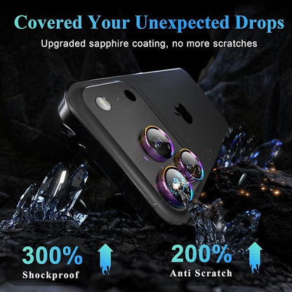 YWXTW Camera Lens Protector for iPhone 17 Pro/iPhone 17 Pro Max, [1 Step Installation Tray] Tempered Glass Screen Protector Metal Individual Camera Cover Accessories Case Friendly (Colorful-2Pack)
