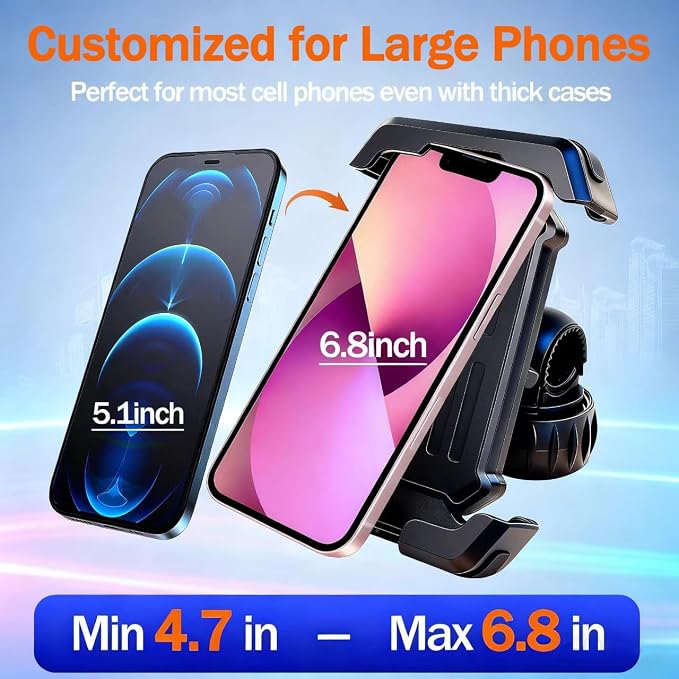 Bike Phone Holder & Motorcycle Phone Mount - Adjustable Handlebar Cell Phone Clasm for Bicycle, Scooter, E-Bike, Universal 4.7"-6.8" Smartphones for iPhone 17/16/15 Pro Max, Galaxy S24,Shockproof