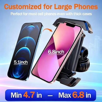 Bike Phone Holder & Motorcycle Phone Mount - Adjustable Handlebar Cell Phone Clasm for Bicycle, Scooter, E-Bike, Universal 4.7"-6.8" Smartphones for iPhone 17/16/15 Pro Max, Galaxy S24,Shockproof