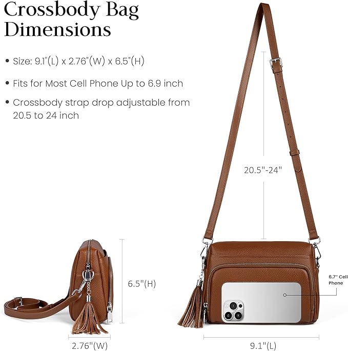 befen Genuine Leather Crossbody Purses for Women Small Crossbody Bags Purse with Built in RFID Blocking Wallet