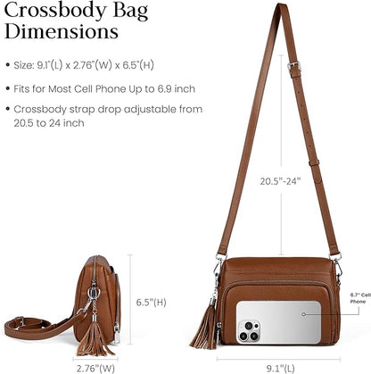 befen Genuine Leather Crossbody Purses for Women Small Crossbody Bags Purse with Built in RFID Blocking Wallet
