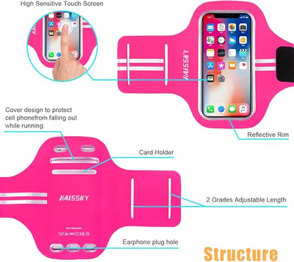 Running Sports Arm Band Strap Holder Pouch Case for Running Camping Cycling Workout Fits iPhone 6/7/8Plus Android Samsung Galaxy up to 5.5in (Pink)