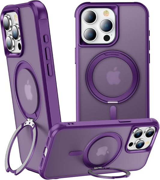 360° Magnetic Swivel Ring for iPhone 15 pro case, Built-in Metal Stand and Ring Holder, Magsafe Compatible, Military Grade Protection, Shockproof - Purple