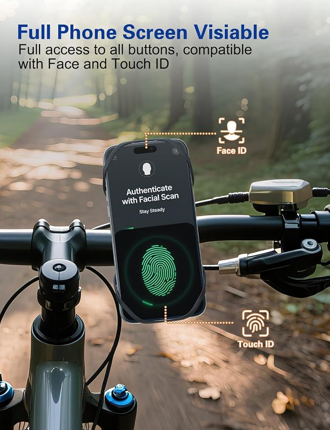 Bike Phone Holder, Motorcycle Cell Phone Mount- 360° Rotatable, Silicone Bicycle Phone Mount for Motorcycle Bicycle Scooter, for 15 Pro Max / 14/13, S10 and More 4.7-6.8" Phone