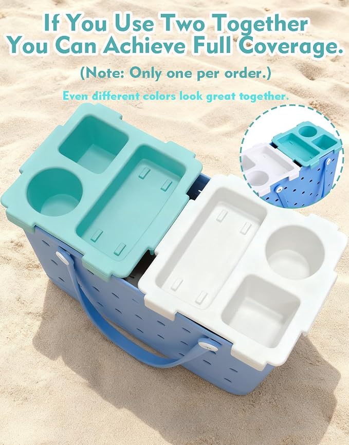 Top Cup Phone Holder Tray Storage Lid for Stanley Compatible with Bogg Bag XL Cover, Cup Organizer Holder Waterproof Silicone Multifunctional Storage Box for Outdoor Beath Camping Travel (Green, L)