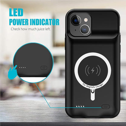 Battery Case for iPhone 13, Full Encircle 10000mAh High Capacity Rechargeable Portable Charger Case Extended Battery Pack Compatible with iPhone 13 (6.1 inch) Wireless Charging Case with Carplay-Black