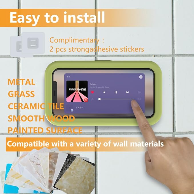Waterproof Shower Phone Holder,360° Rotation Shower Phone Case, Angle Adjustable, Anti-Fog High Sensitivity,for Bathroom,Batheub, Kitchen Wall,Compatible with 4" - 6.8" Cell Phones