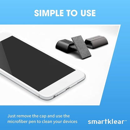 SmartKlear Smart Phone Screen Cleaner - Compatible with iPhones, Androids, and More - Cleaner with Carbon Microfiber Tech-Black Rubber & Silver Metallic-1 Count (Pack of 1)