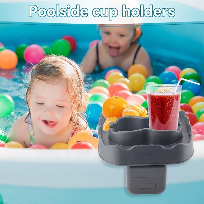 Hot Tub Table, Foldable Bathtub Side Table Caddy with 2 Cup Holders Adjustable Hot Tub Tray with Drain Holes for Spa Swimming Pool Bathtub(Grey)