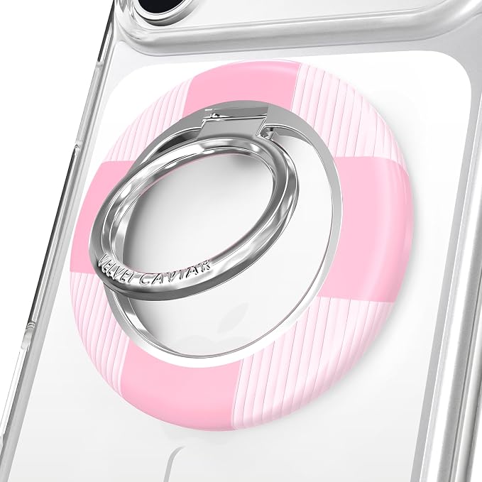 VELVET CAVIAR Compatible with MagSafe Phone Grip 2.0 | Cute Magnetic Ring Holder | Finger Loop Kickstand | Pop On Accessory for iPhone 17, 16, 15, 14, 13, 12 | Pink Checkered