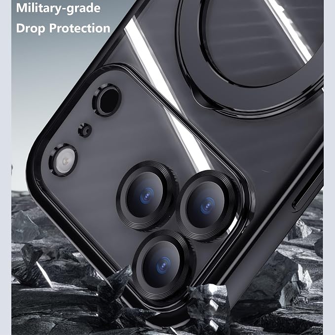 for iPhone 17 Pro Case Magnetic Stand,[Compatible with Magsafe] [Military Protection][Camera Lens Protector] Phone Case Cover for iPhone 17 Pro 6.3" - Black