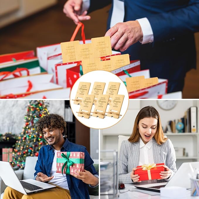 Ripeng 48 Pcs Employee Appreciation Gifts Bulk Bamboo Phone Stand for Desk Office Worker Thank You Gift for Administrative Team Coworkers Staff Graduation Nurse Teacher Week (Awesome Reminder)