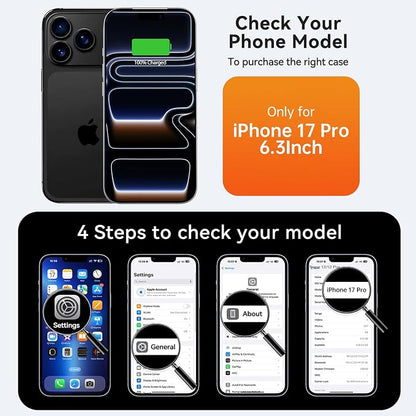 BOPPS Battery Case for iPhone 17 Pro 【2026 New】 Powerful 8500mAh Portable Charger Case 360°Protection Rechargeable Extended Charging case for iPhone 17 Pro 6.3inch,(Black)