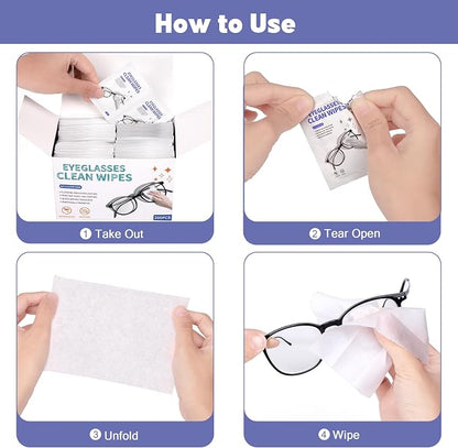 [200 Pack] Large Glasses Cleaner, Lens Wipes for Eyeglasses, Pre-Moistened Individually Wrapped Cleaning Wipes, Eye Glasses Cleaner Wipes for Camera, Phone, Computer, Laptop Screen (4.72 * 5.91 inch)