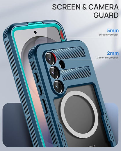 Lanhiem Magnetic for Samsung Galaxy S26+ Plus Case, IP68 Waterproof Dustproof Case, [Compatible with Magsafe] [Built-in Screen Protector] Full Body Heavy Duty Rugged Phone Cover 6.7 inch, Blue