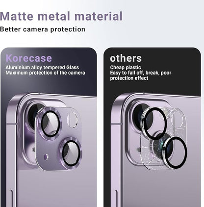 Korecase 2 Pack Camera Protector Compatible with iPhone 14/iPhone 14 plus Whole Piece 9H Tempered Glass Anti Scratch Dust Strong Adhesion full coverage Protective Sierra Blue