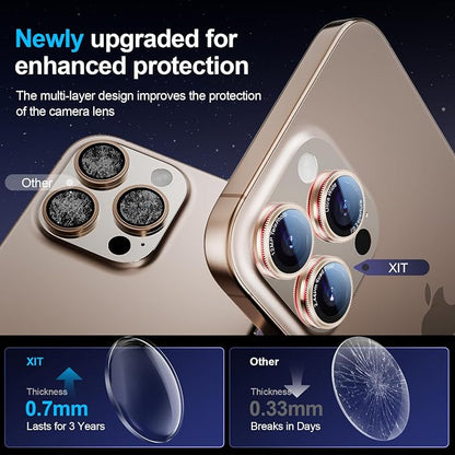 X-it 2-Pack Camera Lens Protector for iPhone 17/16/15/14 Pro Max&17/16/15/14 Pro, [Shatterproof & Impact Resistant] 9H High-Alumina Tempered Glass, Anti-Scratch, Dustproof, Strong Adsorption, Case Friendly, Ultra HD Clear