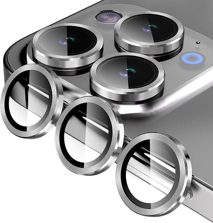 Jeluse Camera Lens Protector for iPhone 17 Pro Max/17 Pro/16 Pro Max/16 Pro/15 Pro Max/15 Pro/14 Pro Max/14 Pro, 9H Tempered Glass Screen Protector Cover Alignment Kit Metal Individual Ring