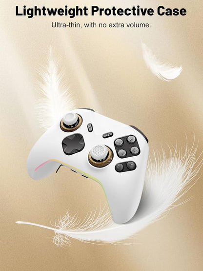 Silicone Protective Case for Flydigi Vader 5 Pro Wireless Controller, Full-Body Protective Cover with Precise Cutout, Shockproof Dustproof Protector Sleeve & Scratch-Resistant Sleeve (White)