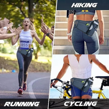 HOTEMIA Fanny Pack with Water Bottle Holder, Hydration Running Belt for Men Women Adjustable Strap Waist Bag Suitable for Hiking Running Walking Jogging Camping (Bottle Not Included) (Dark Grey)