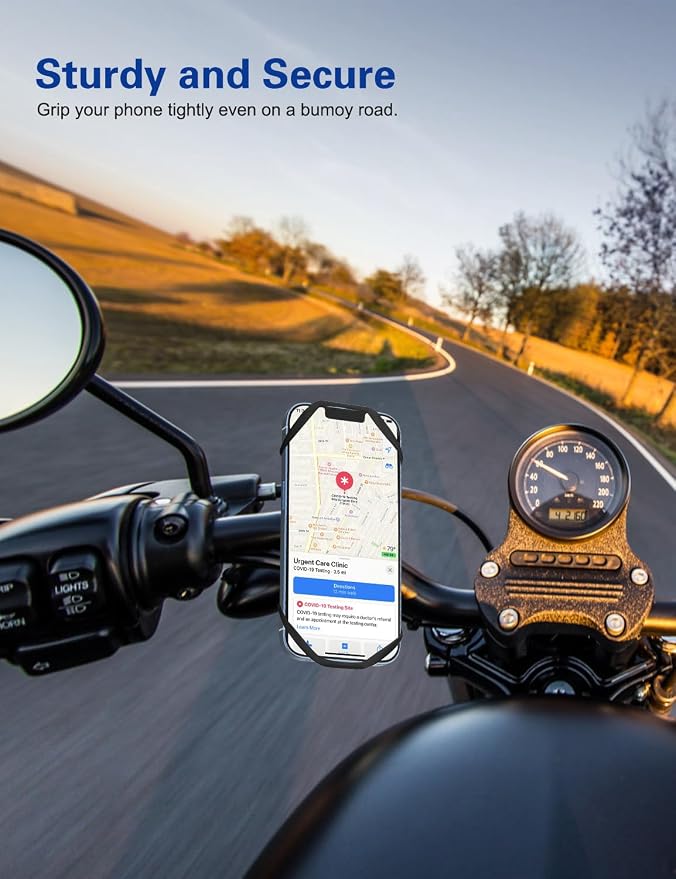 Detachable Bike Phone Mount, Universal Bicycle Phone Holder- 360° Rotatable, Silicone Bicycle Phone Holder for 16 Pro Max / 15, S10 and More 4.7-6.8" Phone, Blue
