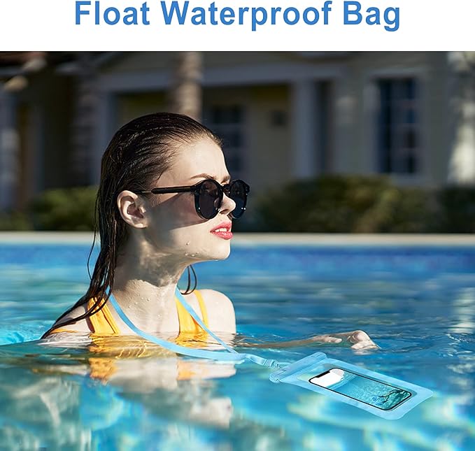 Janmitta Universal Waterproof Pouch[2 Pack],Underwater Dry Bag for iPhone 15/14/13/12,14/13/12 Pro Max,iPhone 12/13 Mini and Other Phones Up to 7.0",IPX8 Waterproof Case with Lanyard,Blue+Green