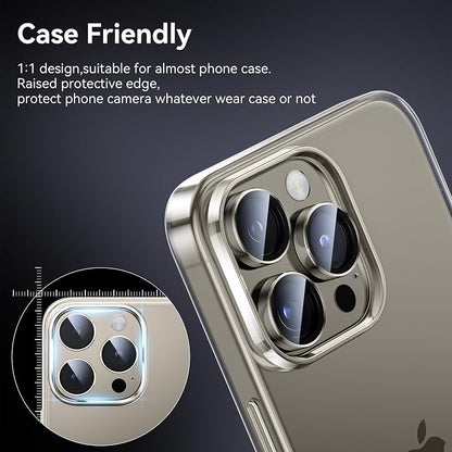 WSKEN for iPhone 15 Pro/iPhone 15 Pro Max Camera Lens Protector,[Keep Original Shooting] Shatterproof 9H Tempered Glass Camera Screen Protector Metal Ring Cover Film Accessories,Grey Titanium