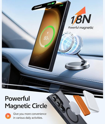 FNTCASE for Samsung Galaxy S23 Ultra Case, Compatible with Magsafe Black | Translucent Matte Magnetic Back, 14FT Military Grade Drop Protection, Shockproof Protective Phone Cover