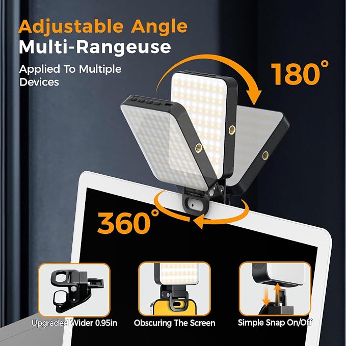 Magnetic Selfie Light for Cell Phone, gliship 128 Led Selfie Light Compatible with Magsafe Rechargeable Portable Clip Fill Light with 3 Lights Modes for Phone Camera Laptop Camera