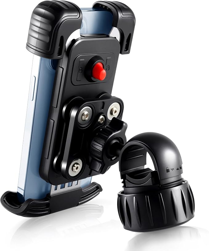 JUSTTOP Motorcycle Phone Mount Holder with Vibration Dampener and Upgraded Handlebar Clamp,Bike&Bicycle Phone Mount Holder,for iPhone 16 15 14 13 Pro Max Plus, 4.7-7"
