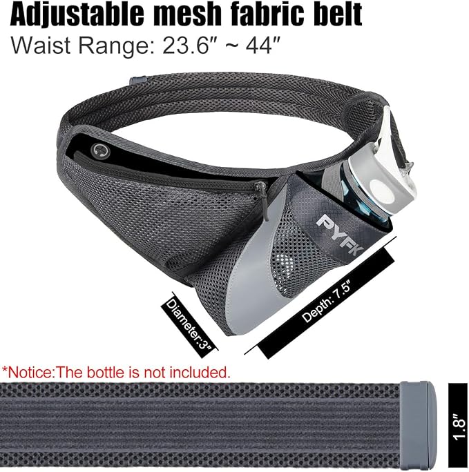 PYFK Running Belt Hydration Waist Pack with Water Bottle Holder for Men Women Waist Pouch Fanny Bag Reflective