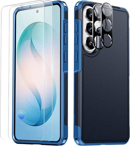 SPIDERCASE Designed for Samsung Galaxy S26 Plus Case, [10 FT Military Grade Drop Protection], 2 Pack [Tempered Glass Screen Protector+Camera Lens Protector] Heavy Duty Shockproof Case, Dark Blue