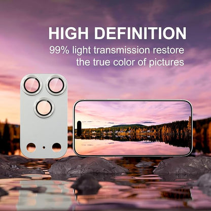 beuxece Compatible for iPhone 17 Pro Camera Lens Protector, Matte Metal Tempered Glass Rear Camera Screen Cover Accessories [Military Grade Shatterproof] [Strong Adsorption] - Silver