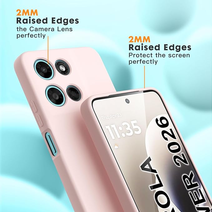 for Motorola Moto G Power (2026) Case, 2 Pack Tempered Glass Screen Protectors, Soft TPU Silicone Shockproof Gel Cover-Pink