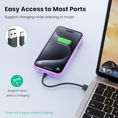 Battery Case for iPhone 15Pro Max, Upgrade 8600mah Portable Slim Battery Charging Case, 15W Fast Charging Rechargeable Protective Extended Charger Cover for iPhone 15 Pro Max (6.7 inch)-Purple