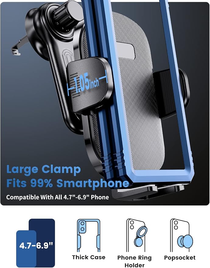eSamcore Car Vent Phone Mount, Car Phone Holder Mount with Swing Arm Air Vent Clip Car Mount Cell Phone Holder Car for iPhone 17/16/ 15/14/ 13 Pro Max & All 4.7" - 6.9" Android Smartphone