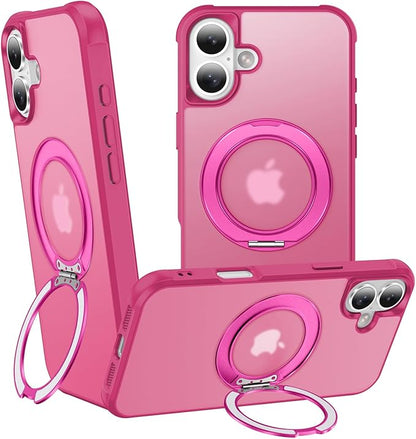 360° Magnetic Swivel Ring for iPhone 17 case, Built-in Metal Stand and Ring Holder, Magsafe Compatible, Military Grade Protection, Shock Resistant - Rose Pink