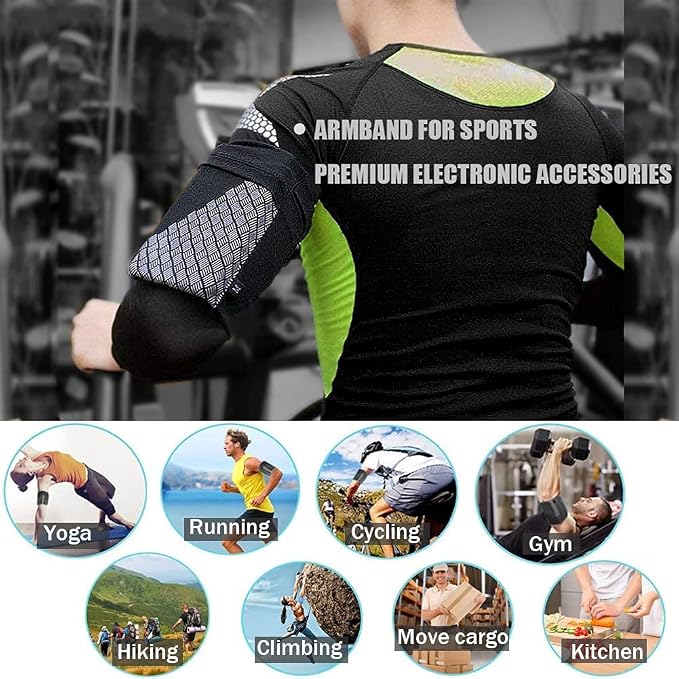 Cell Phone Armband for Running, Sports Armband for All Phones Fitness and Gym Workouts Universal (iPhone X/8/7/6/Plus,Samsung Galaxy S9/S8/S7/S6/Edge/Plus & LG,Huawei,Google,Sony & More) Black L