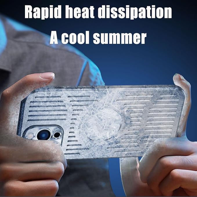 Curranet Metal Heat Dissipation Breathable Case for iPhone,The Metal Hollowed-Out Cooling Case is Suitable for iPhone (16,Silver)