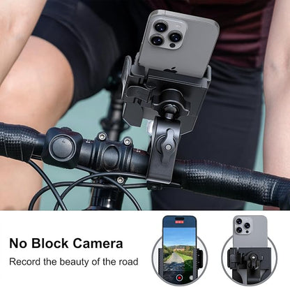 Wonwood_direct Bike Phone Mount, Motorcycle Phone Holder with Not Block Camera, Motorcycle Handlebar Cell Phone Clamp for iPhone 16, iPhone 15 Pro Max/Plus,14,S9, S10 and More 4.5" to 7" Phone