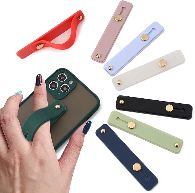 Removable and Reusable Cell Phone Grip Strap, Yetaida Telescopic Finger Kickstand Bracket Universal Silicone Phone Holder Stand and Portable Finger Loop for Most Smartphones Case (Red)
