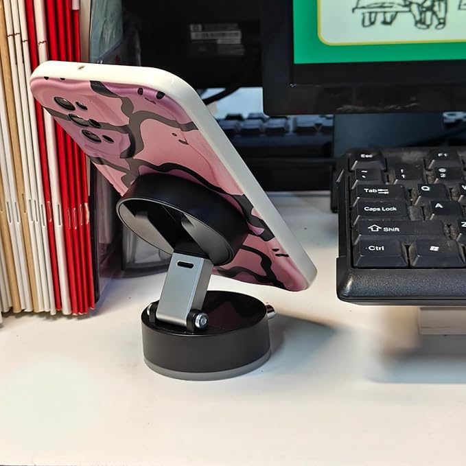 Metal Phone Stand for Desk, Universal Phone Holder with 360 Rotating Arm Foldable Retractable Stand Compatible with Magnetic and Android Phones, Office Accessories (A2)