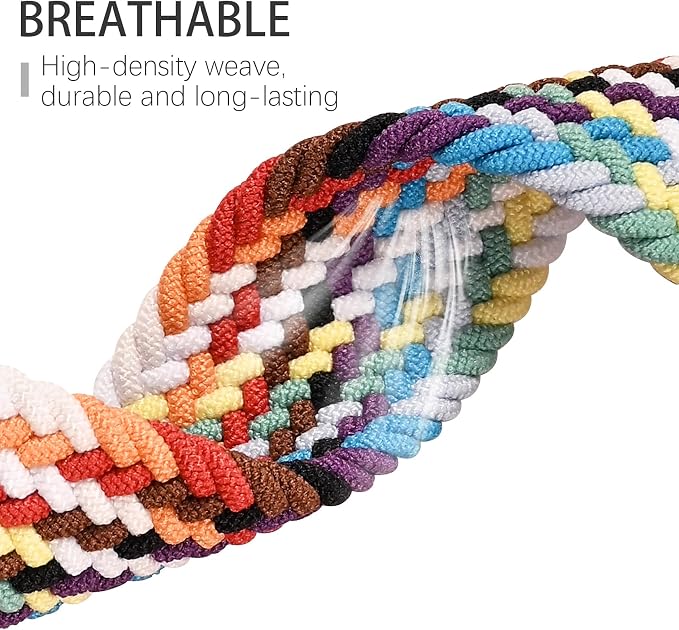 Braided Solo Loop Bands Compatible with Fitbit Charge 6/Charge 5, 3 Pack Adjustable Stretchy Wristbands Soft Woven Nylon Replacement for Fitbit Charge 5/Charge 6 Tracker Smart Watch for Women Men