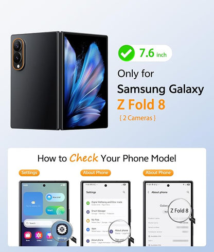 FNTCASE for Samsung Galaxy Z Fold 8 Case, Fit for Magsafe, Hinge Protection | Screen Protector, Translucent Matte Magnetic Back, 18FT Military Grade Drop Proof, Protective Phone Cover, Blue