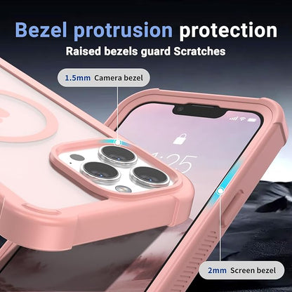 jaroco Magnetic for iPhone 13 Pro Max Case, [Compatible with MagSafe][Military Grade Drop Protection][Heavy Duty Protection][Non-Slip][Shockproof] 2-Layer Durable Bumper Phone Case 6.7''-Pink